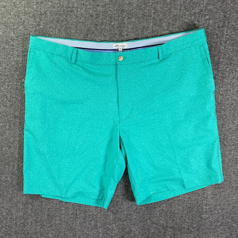 Peter Millar Shorts Men 42x9 Lilyp Crown Sport Geometric Golf Otter Teal Preppy